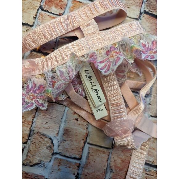 For Love & lemons Bloom Lace Garter Belt Neon Floral size xxs - Picture 4 of 5
